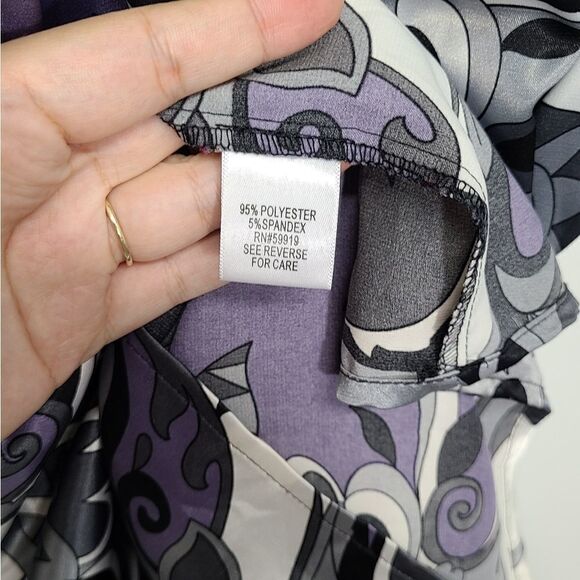 Apt 9 Stretch Gray/Purple Midi Button Down Dress Size Large - Picture 5 of 5